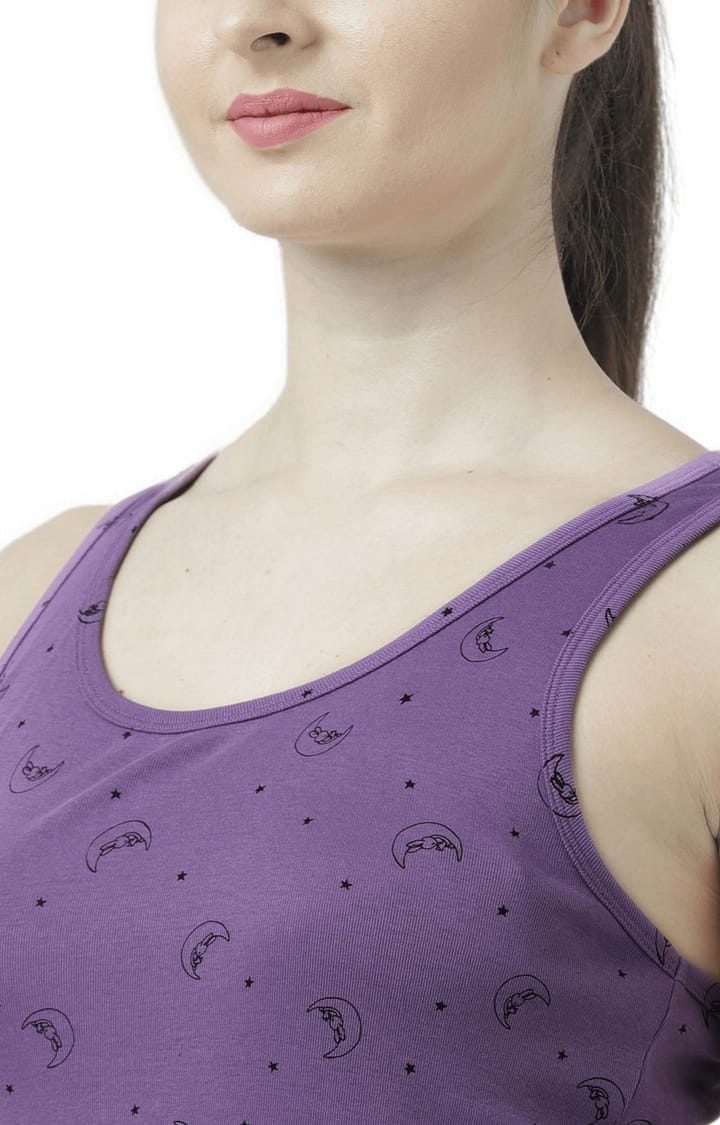 Women's Purple Printed Tank Top