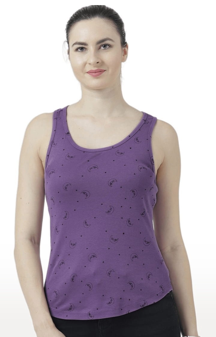 HUETRAP | Women's Purple Printed Tank Top