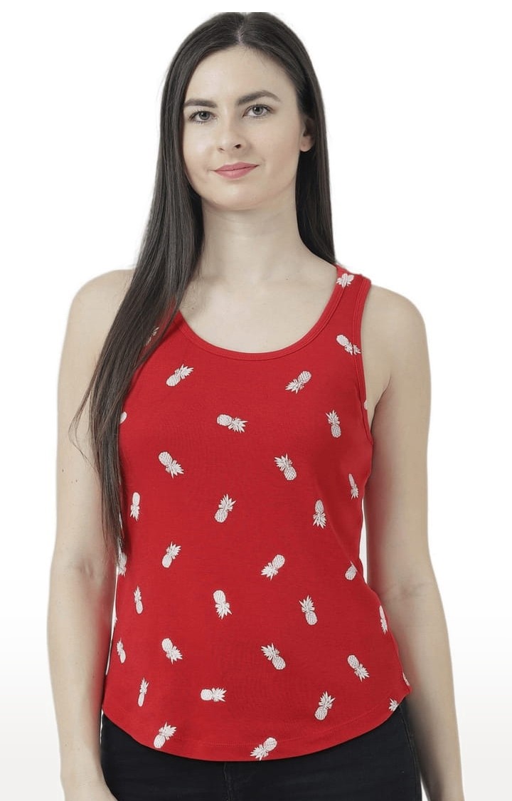 HUETRAP | Women's Red Printed Tank Top
