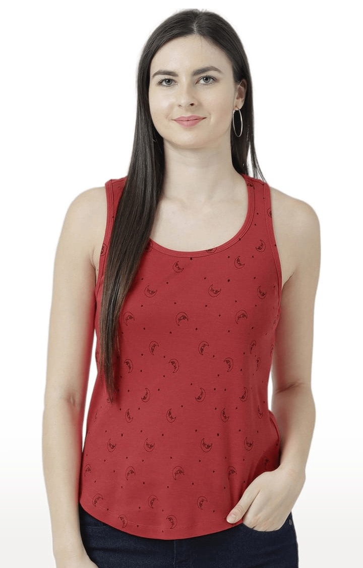 HUETRAP | Women's Red Printed Tank Top