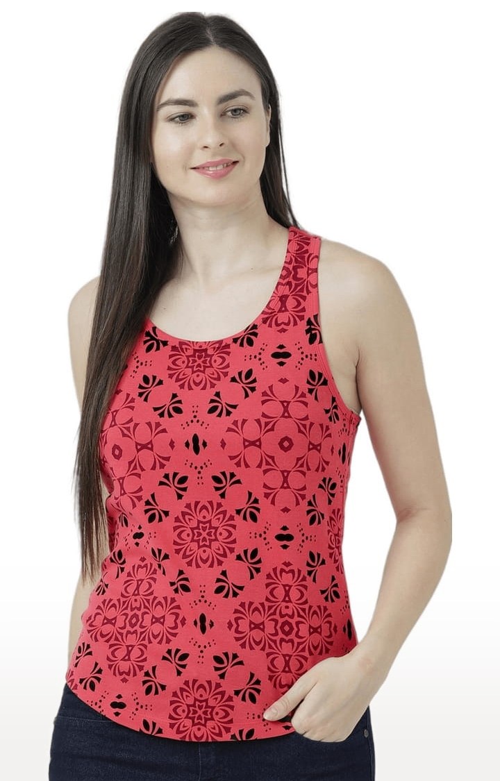 HUETRAP | Women's Red Printed Tank Top