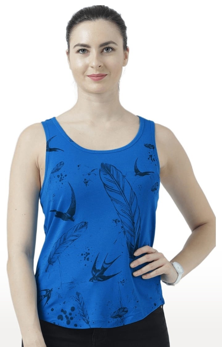 HUETRAP | Women's Blue Printed Tank Top