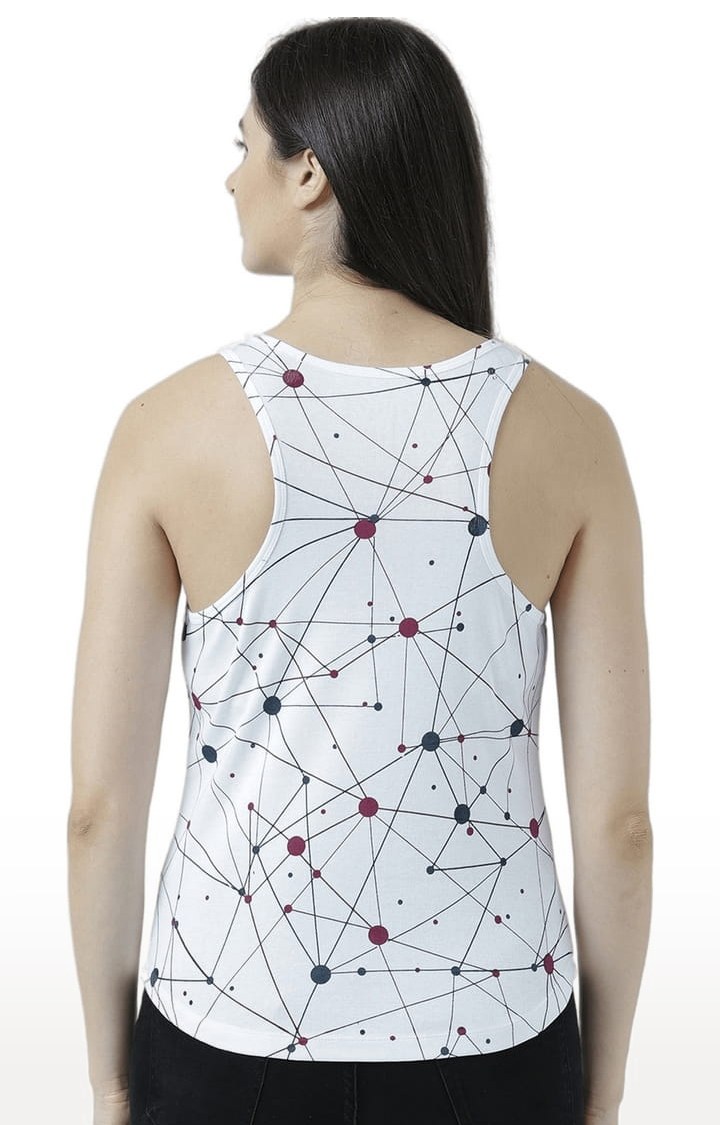Women's White Printed Tank Top