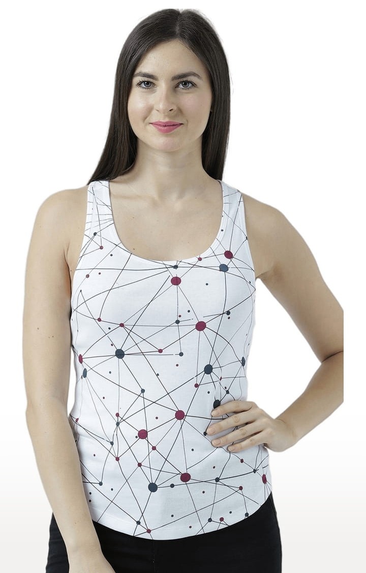 HUETRAP | Women's White Printed Tank Top
