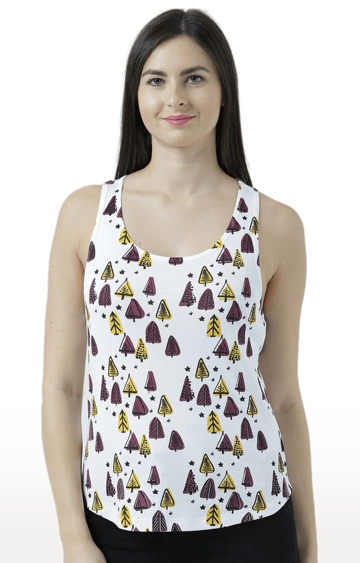 HUETRAP | Women's White Printed Tank Top