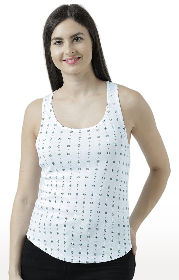 HUETRAP | Women's White Printed Tank Top