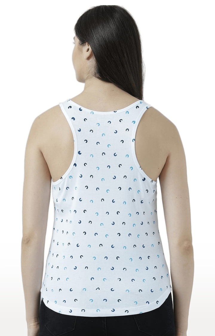 Women's White Printed Tank Top