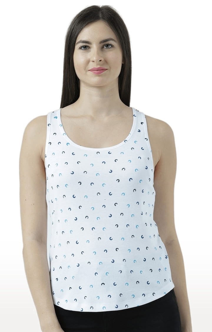HUETRAP | Women's White Printed Tank Top