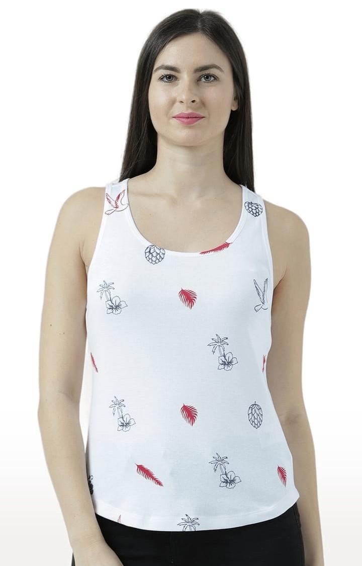 Women's White Floral Tank Top