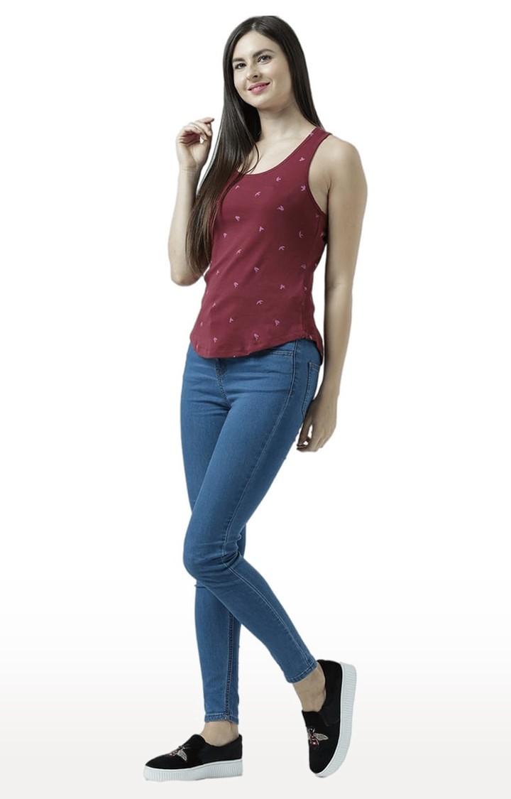Women's Wine Printed Tank Top