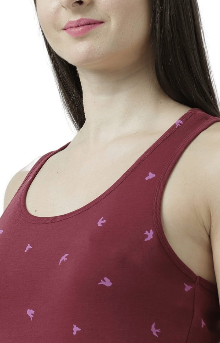 Women's Wine Printed Tank Top