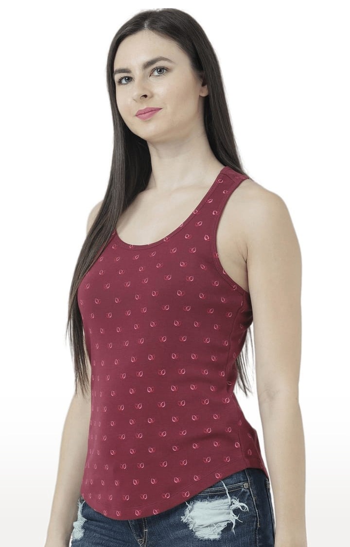 Women's Wine Printed Tank Top