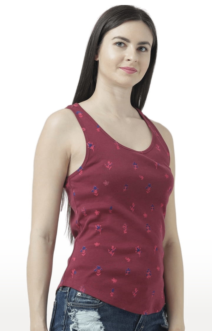 Women's Wine Printed Tank Top