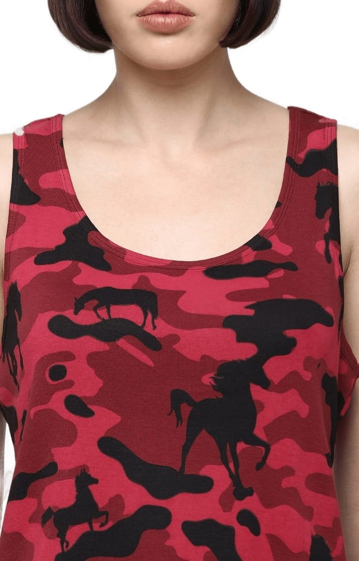 Women's Wine Camouflage Tank Top