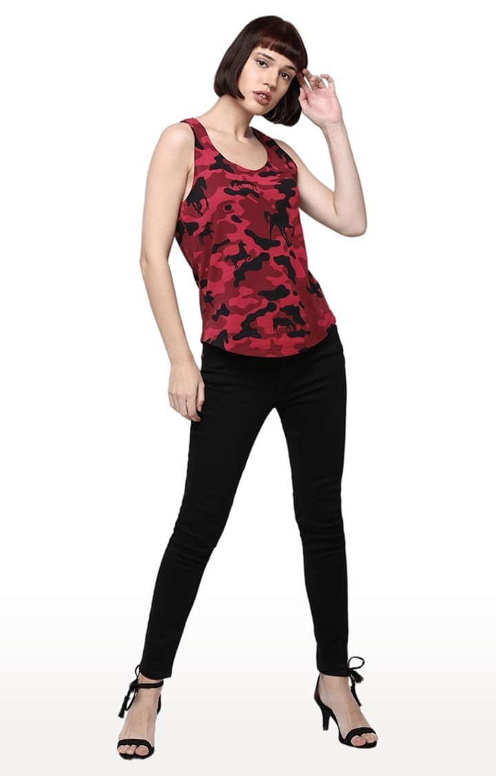 Women's Wine Camouflage Tank Top