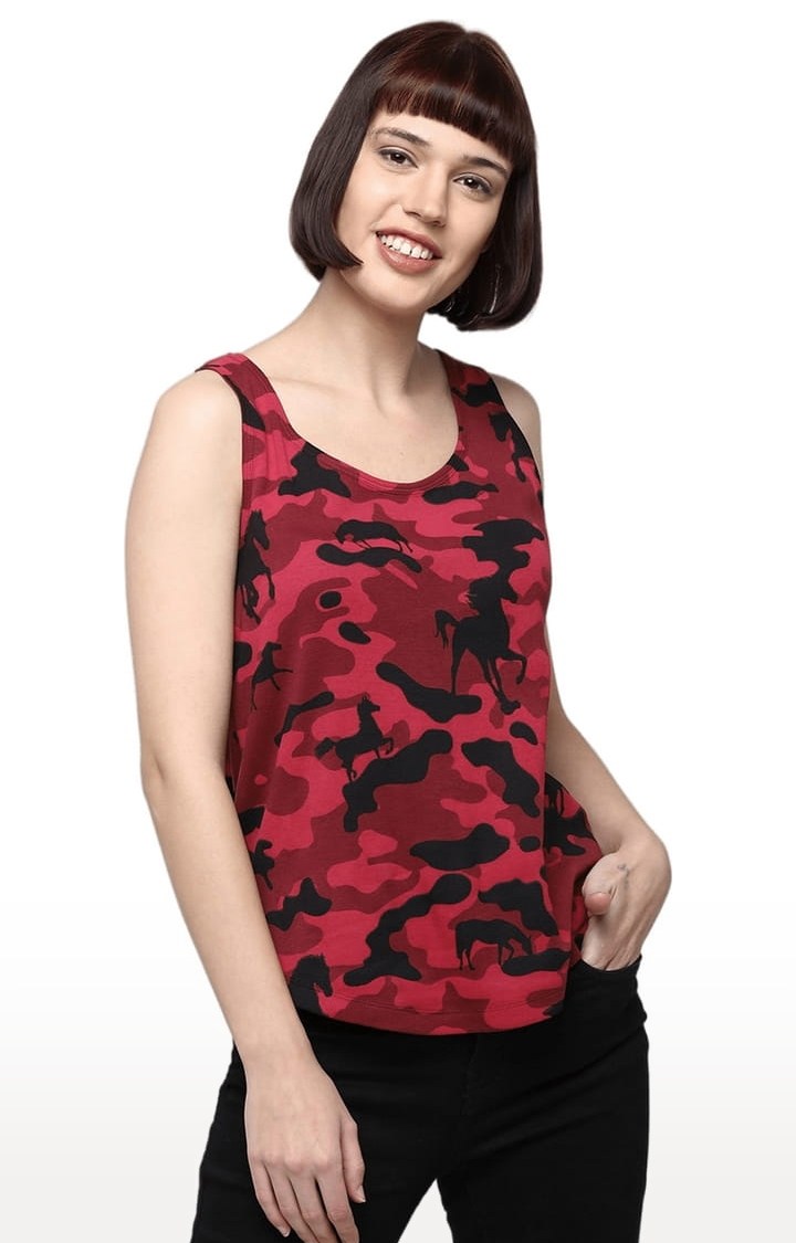 HUETRAP | Women's Wine Camouflage Tank Top