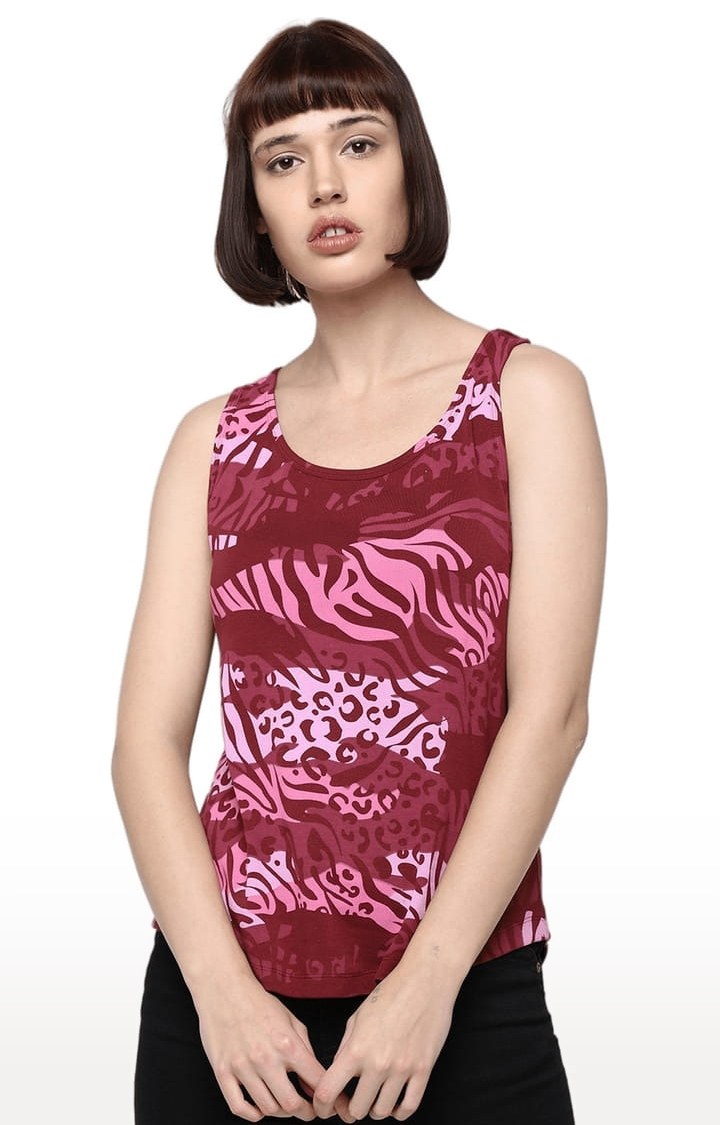 HUETRAP | Women's Wine Printed Tank Top