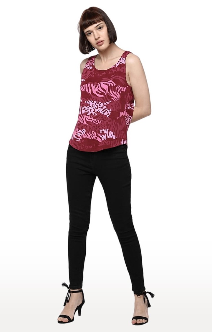 Women's Wine Printed Tank Top