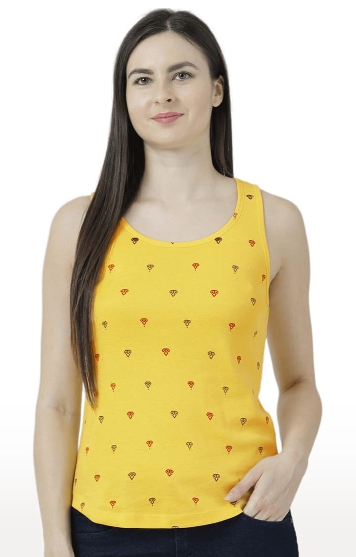 HUETRAP | Women's Yellow Printed Tank Top