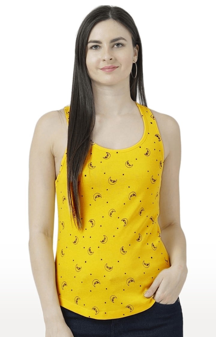 HUETRAP | Women's Yellow Printed Tank Top