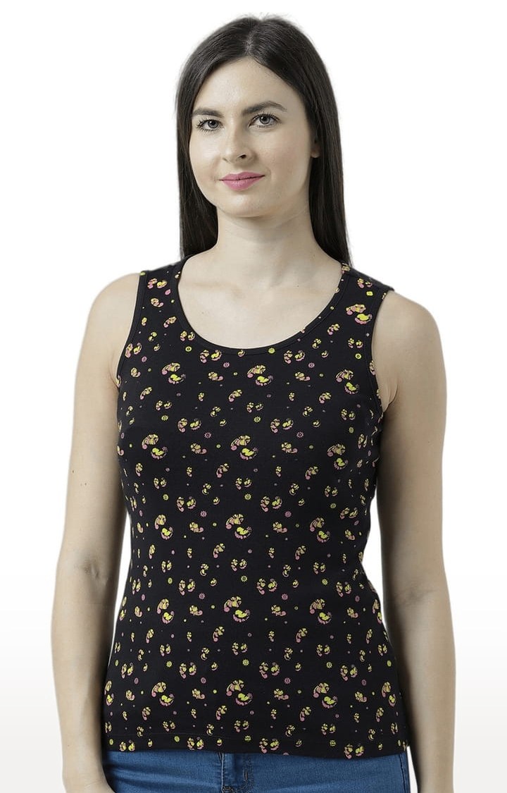 HUETRAP | Women's Black Printed Tank Top