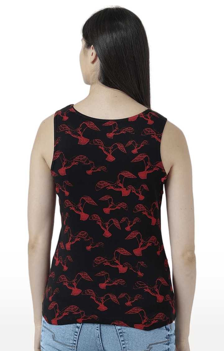 Women's Black Printed Tank Top