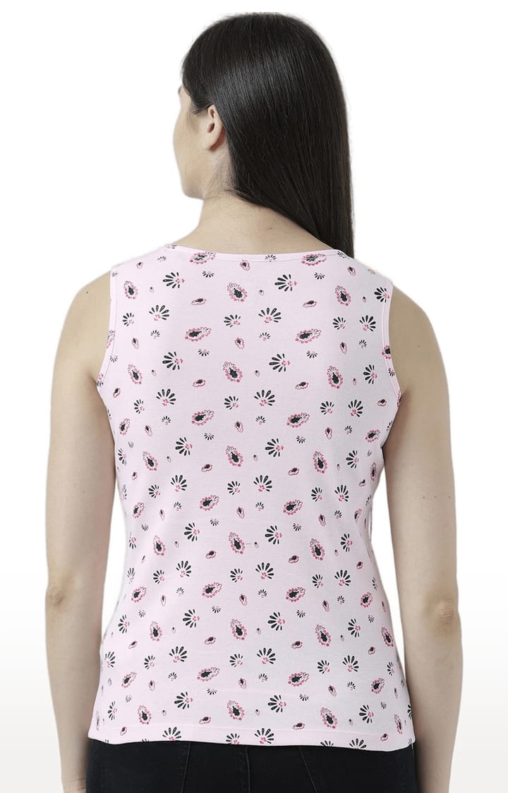 Women's Light Pink Printed Tank Top