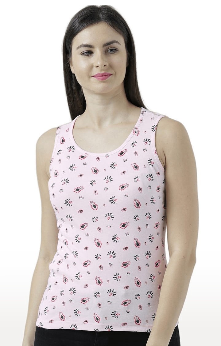 HUETRAP | Women's Light Pink Printed Tank Top