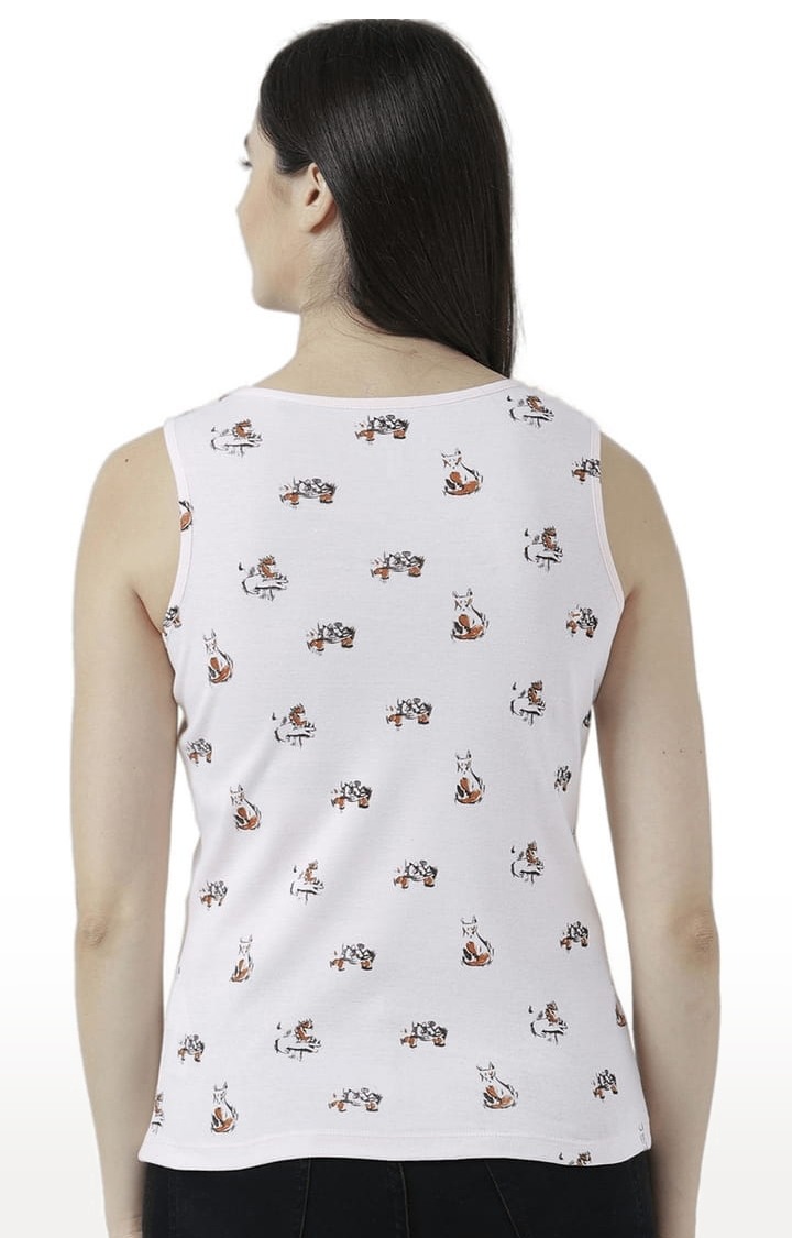 Women's Light Pink Printed Tank Top
