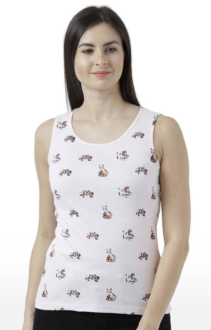 HUETRAP | Women's Light Pink Printed Tank Top