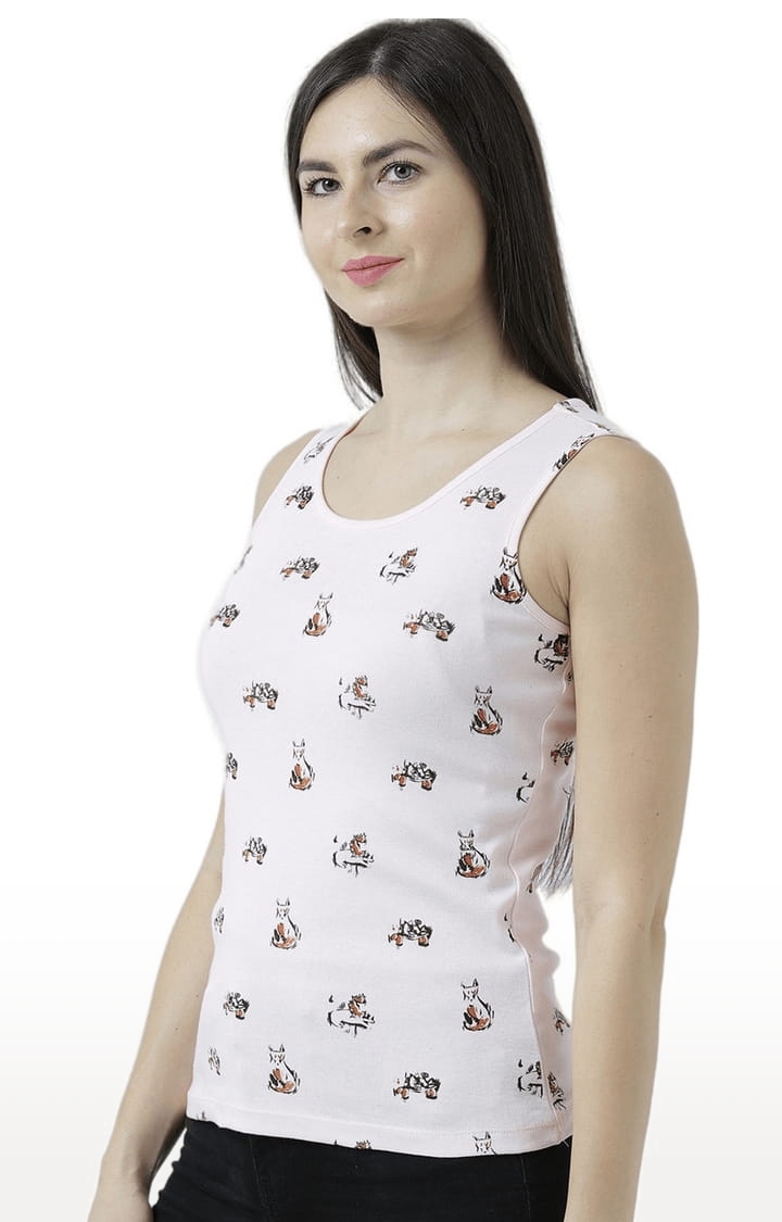 Women's Light Pink Printed Tank Top