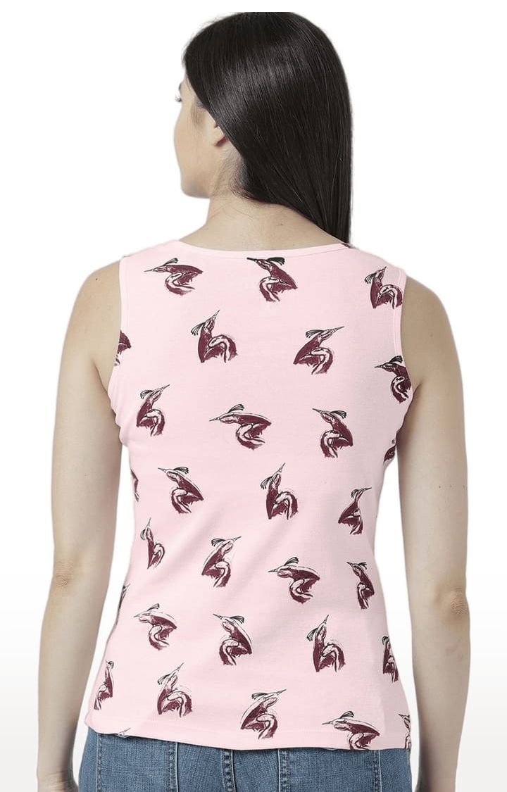 Women's Light Pink Printed Tank Top