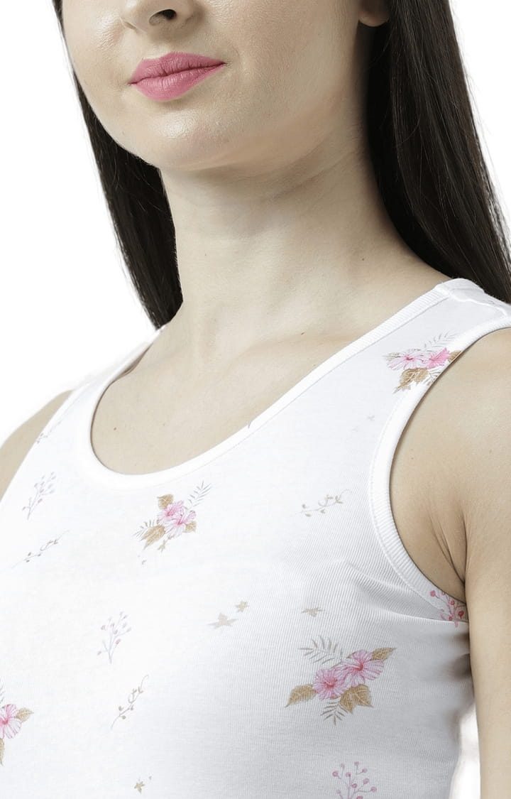 Women's White Floral Tank Top