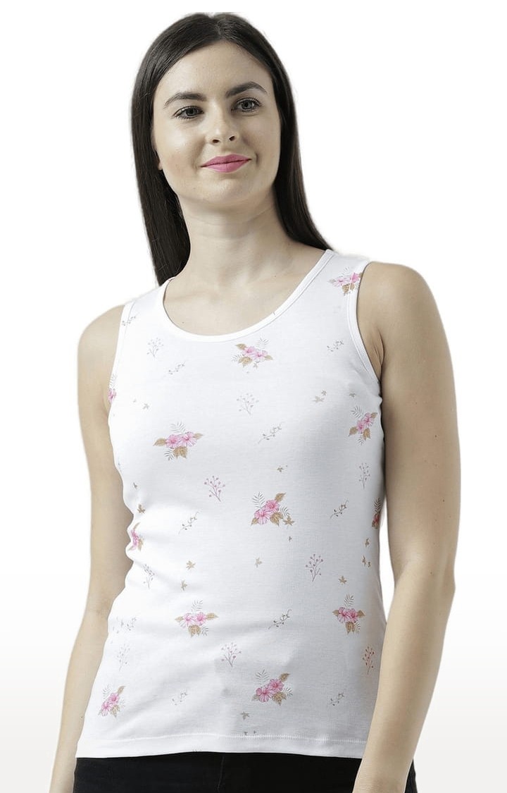 HUETRAP | Women's White Floral Tank Top