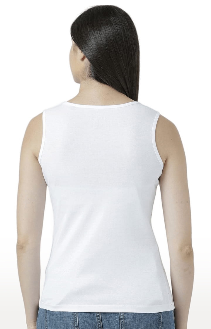 Women's White Printed Tank Top