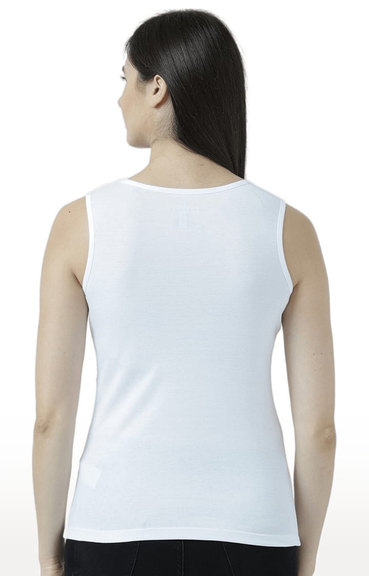 Women's White Printed Tank Top
