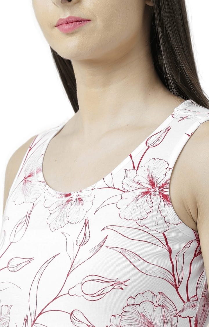 Women's White Floral Tank Top