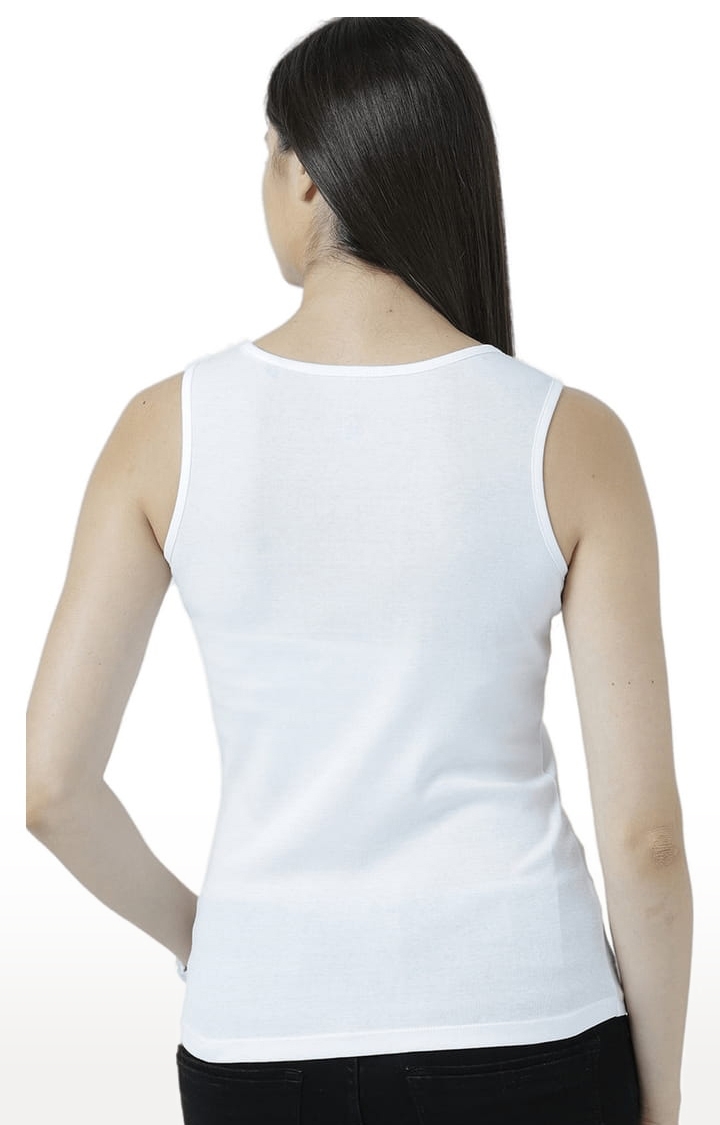 Women's White Printed Tank Top