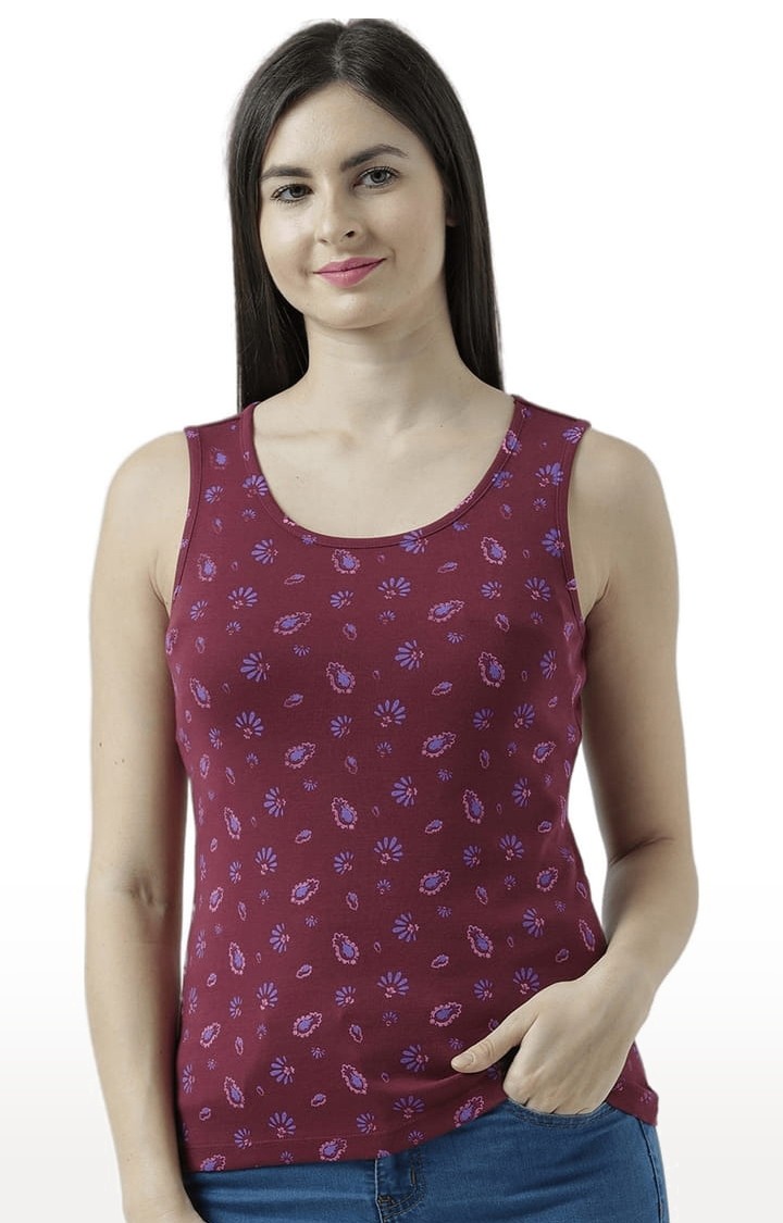 HUETRAP | Women's Wine Printed Tank Top