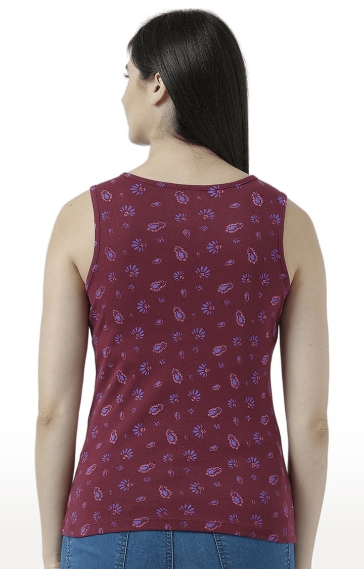 Women's Wine Printed Tank Top