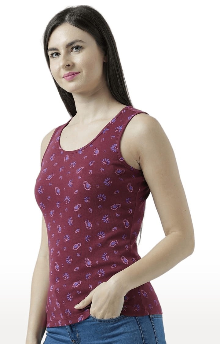 Women's Wine Printed Tank Top