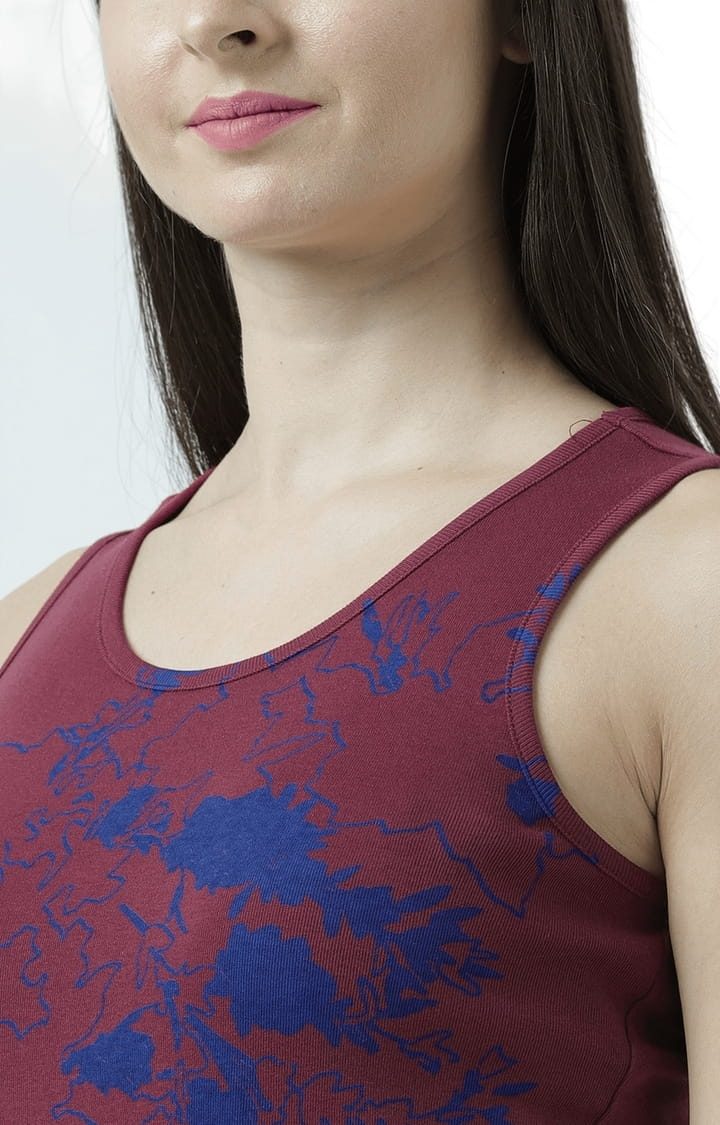 Women's Wine Printed Tank Top