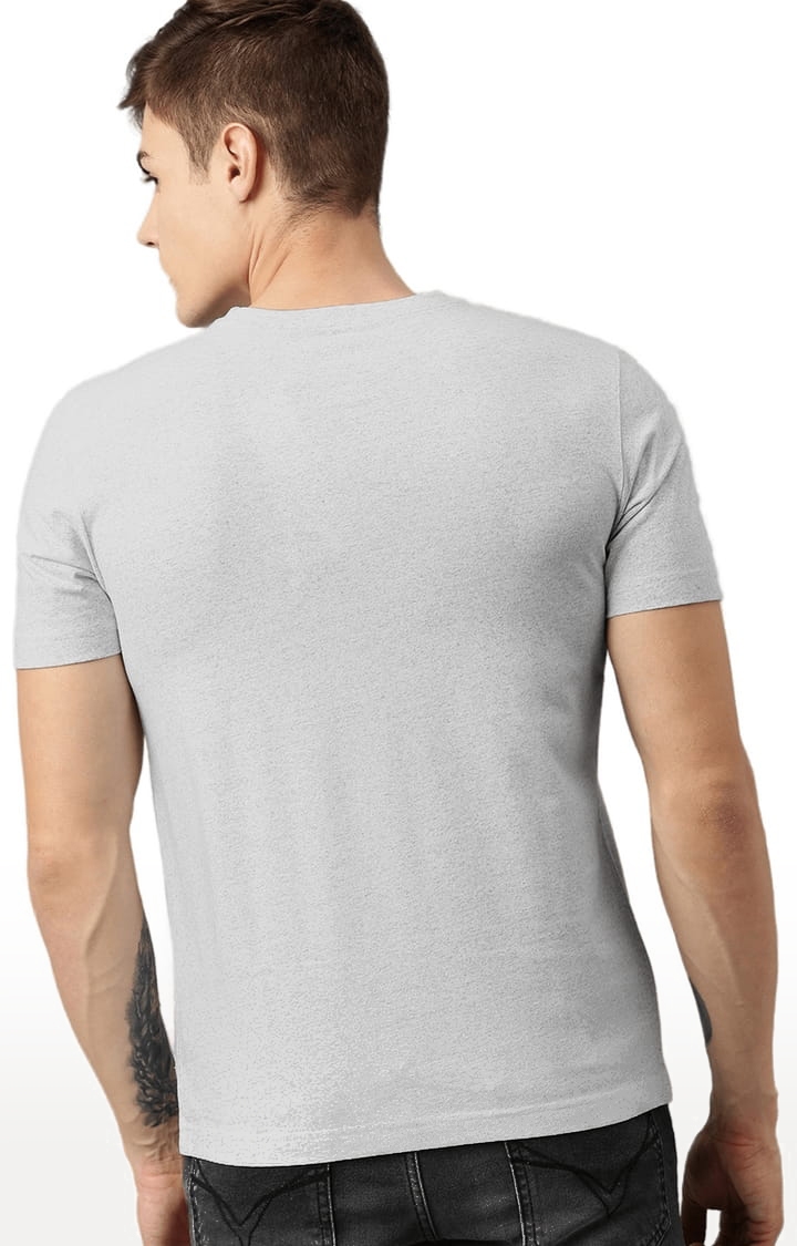 HUETRAP | Men's Grey Cotton Blend Printed Regular T-Shirt 3