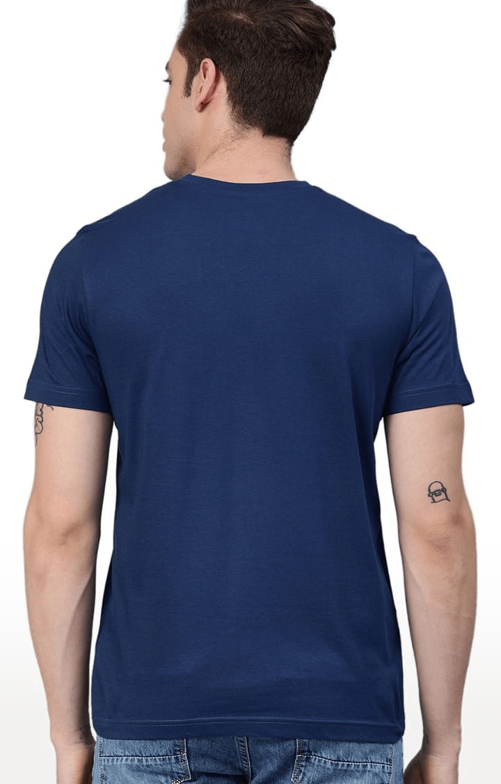 HUETRAP | Men's Blue Cotton Printed Regular T-Shirt 2