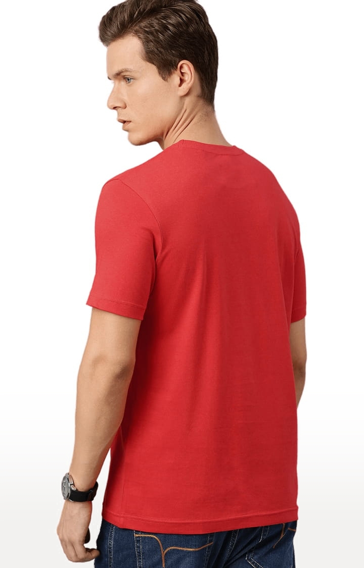 Men's Red Printed Regular T-Shirt