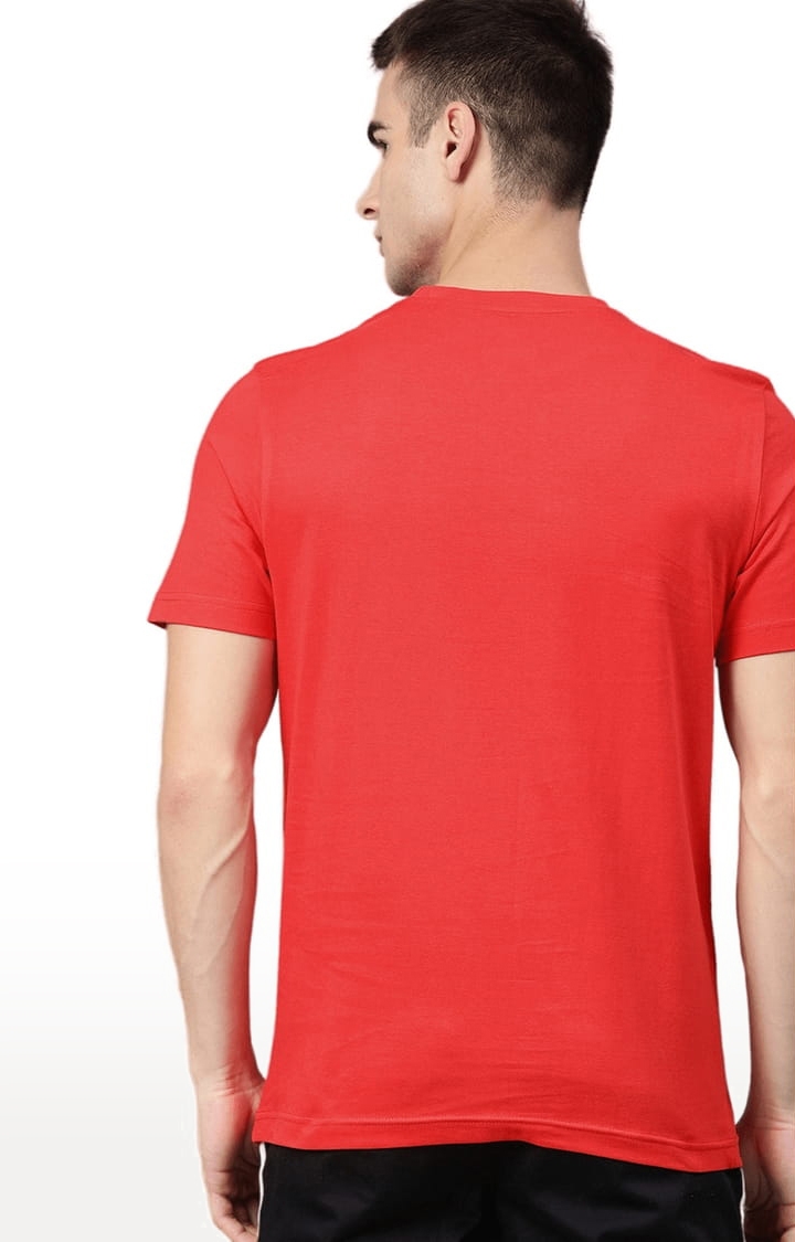 HUETRAP | Men's Red Cotton Printed Regular T-Shirt 3