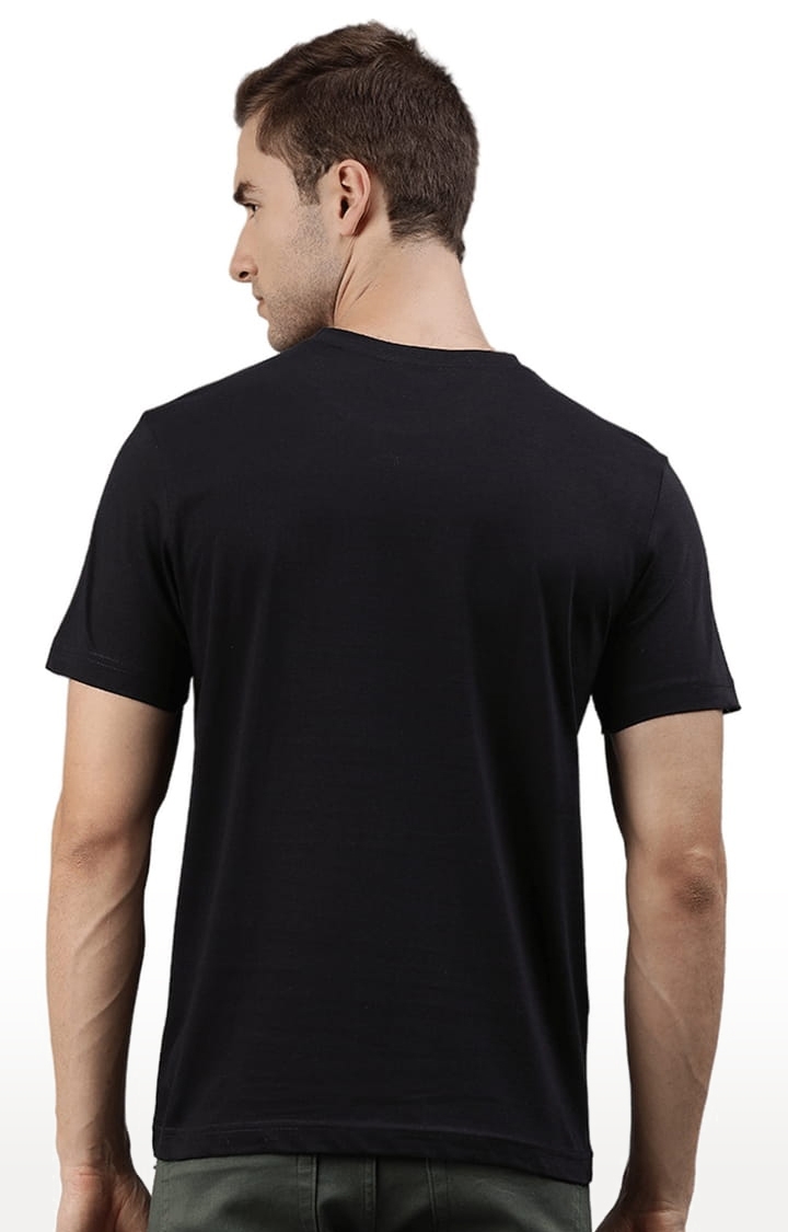 HUETRAP | Men's Black Cotton Blend Printed Regular T-Shirt 2