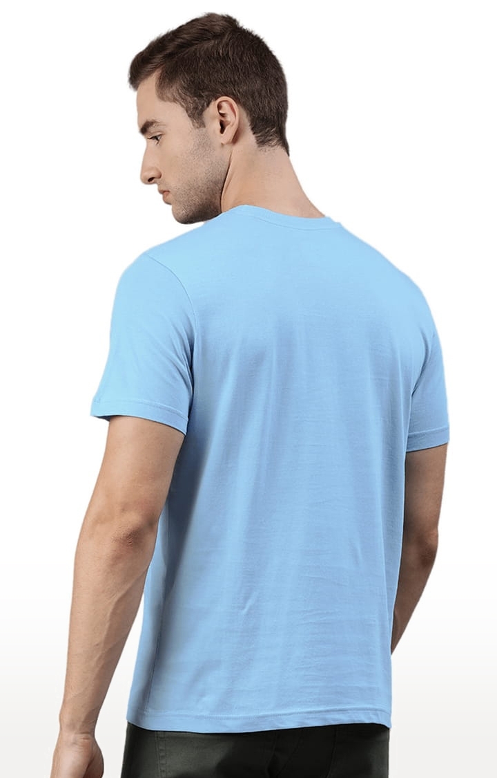 HUETRAP | Men's Blue Cotton Blend Printed Regular T-Shirt 2