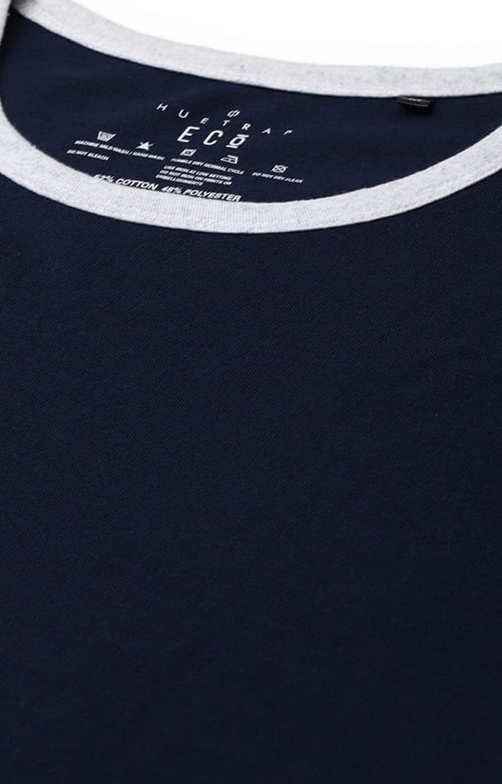 Men's Navy Blue Solid Regular T-Shirt