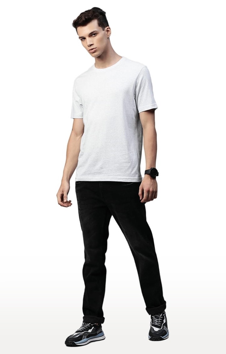Men's White Solid Regular T-Shirt